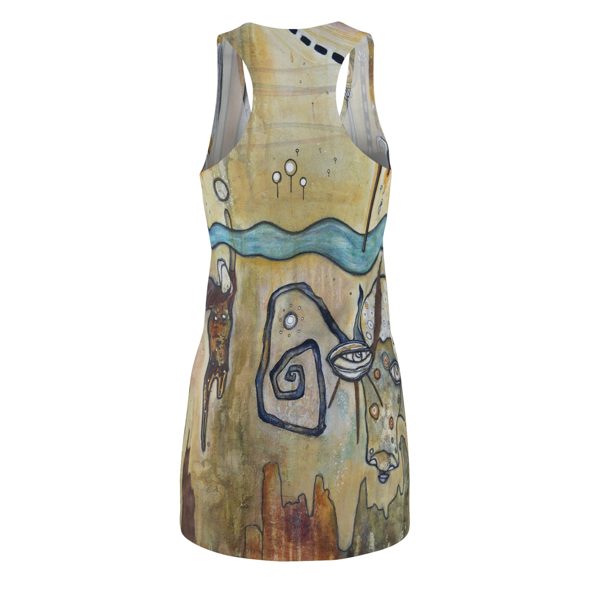 &quot;The Portal&quot; Neutral Maximalist Mini Racerback Above the Knee Tank Dress