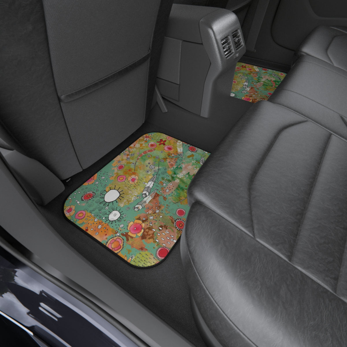 &quot;Feathers, Flowers, Showers&quot; Boho Set of 4 Car Mats
