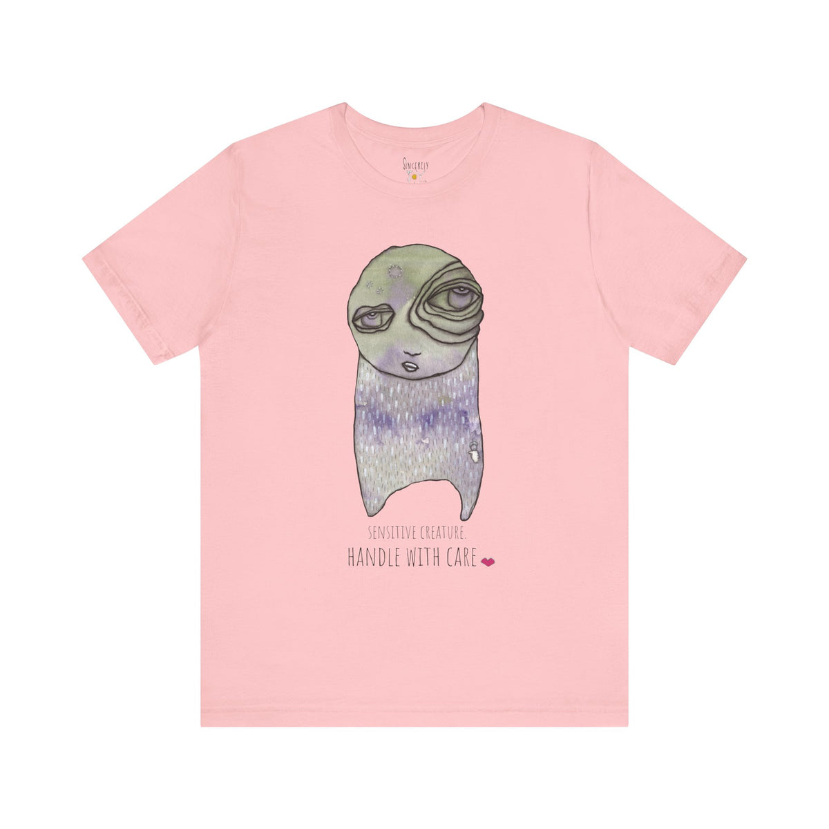 Sensitive Creature. Handle with Care t-shirt by C.Cambrea, side view