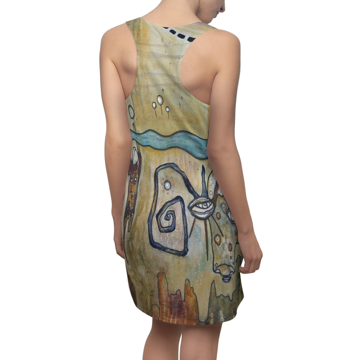 &quot;The Portal&quot; Neutral Maximalist Mini Racerback Above the Knee Tank Dress
