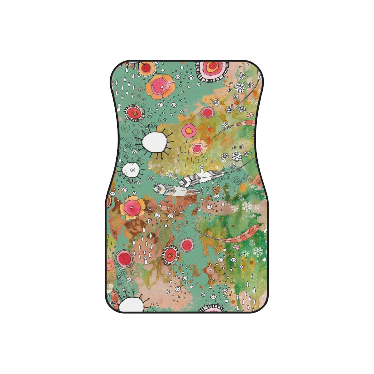 &quot;Feathers, Flowers, Showers&quot; Boho Set of 4 Car Mats