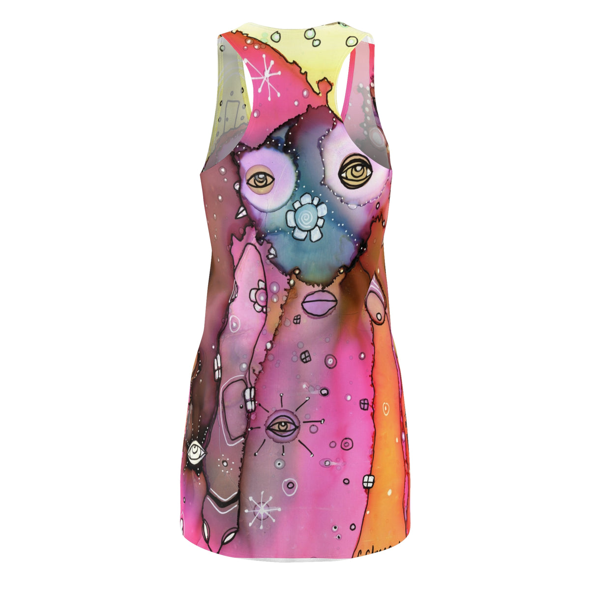 Colorful Mini Tank Dress Racerback Original Maximalist Design Art | Sexy Above the Knee | Unique Fun Womens Clothing Artsy Designer Fashion