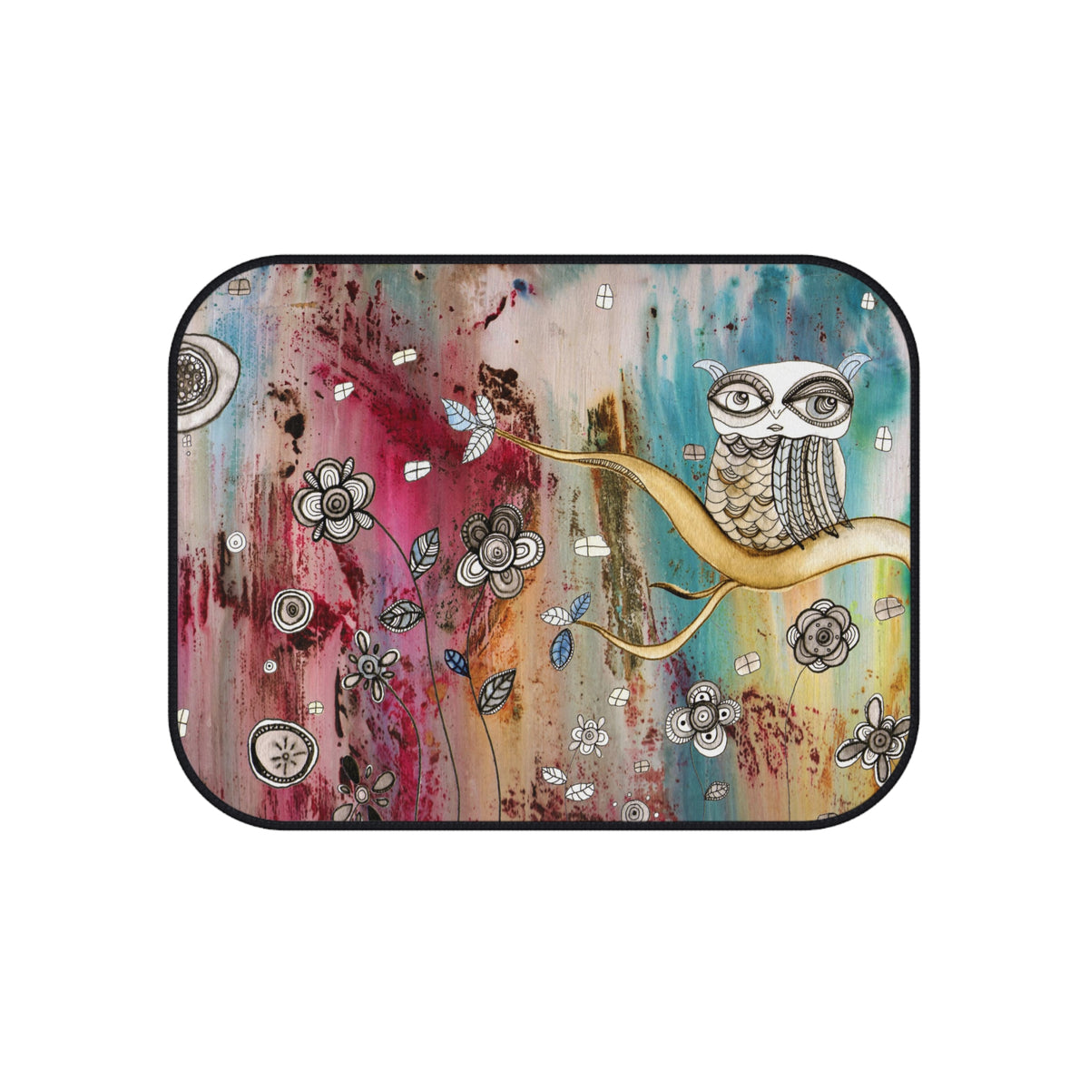 &quot;Surreal Owl I&quot; Owl Boho Car Mats Set of 4