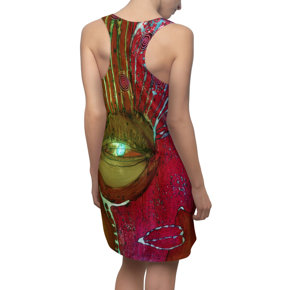 &quot;Garden&quot; Colorful Maximalist Mini Racerback Tank Dress Original Abstract Art