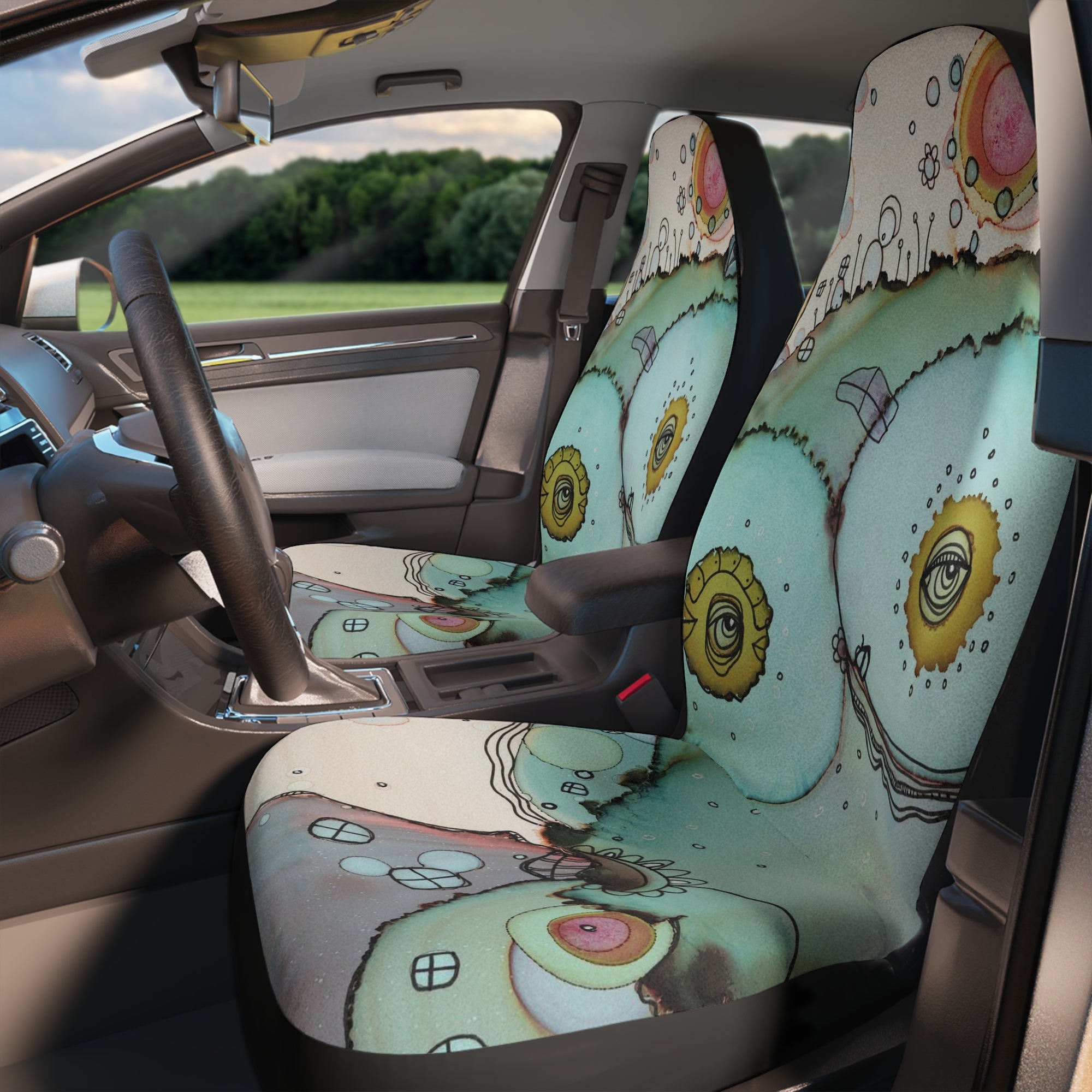"I See You" Colorful Watercolor Boho Hippie Car Seat Covers