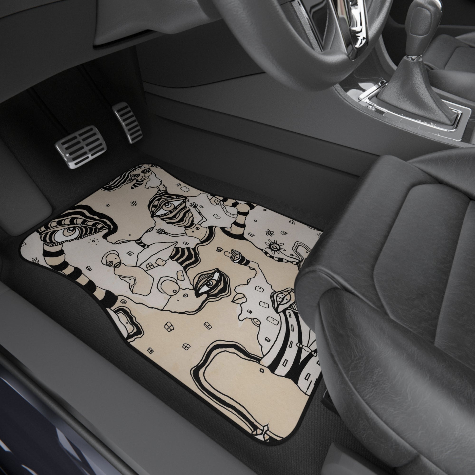 "Stained 01" Car Floor Mats Set of 4 Coffee Stained Art Designer Car Mats