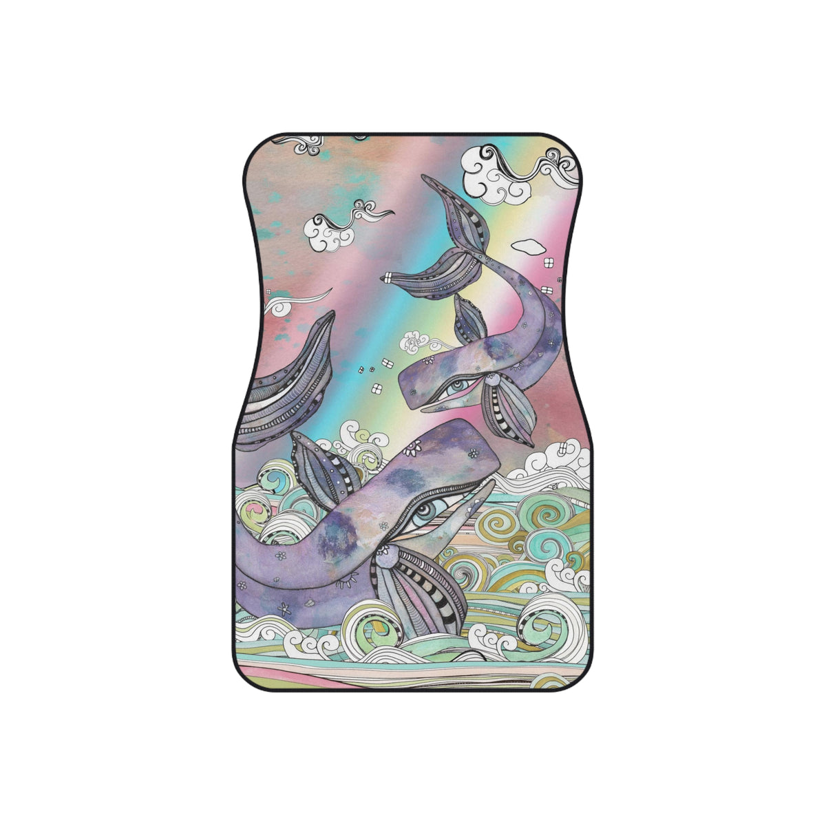 &quot;Plum Purple Whales&quot;  Set of 4 Ocean Beach Theme Sea Creatures Car Mats