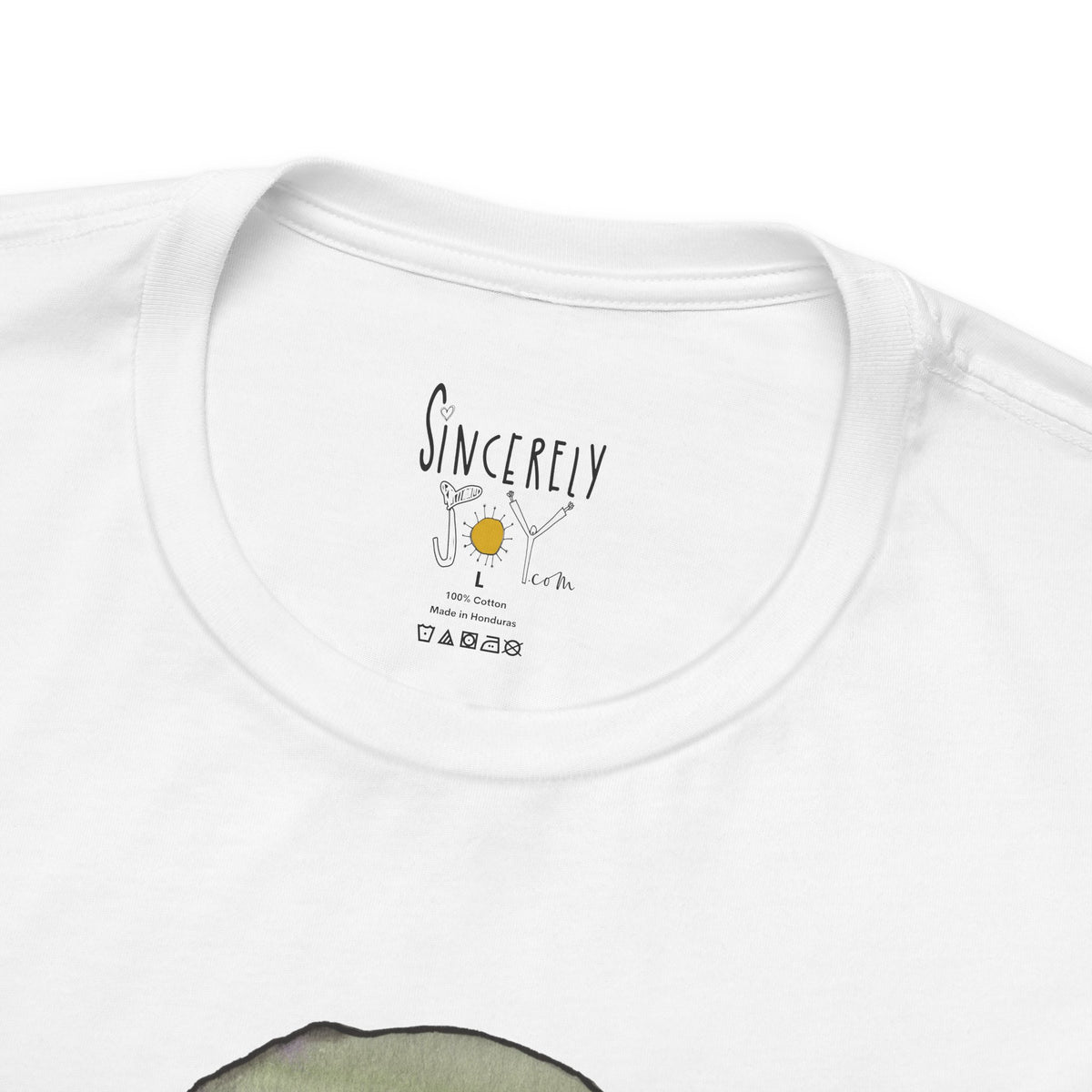 Sensitive Creature. Handle with Care t-shirt by C.Cambrea, back view on model