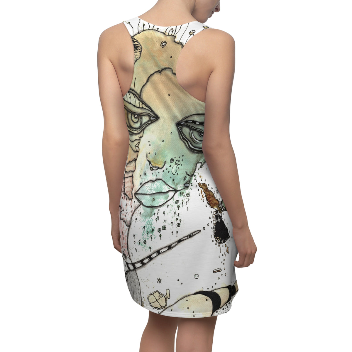 &quot;Found You&quot; Fun Original Watercolor Art Racerback Mini Dress