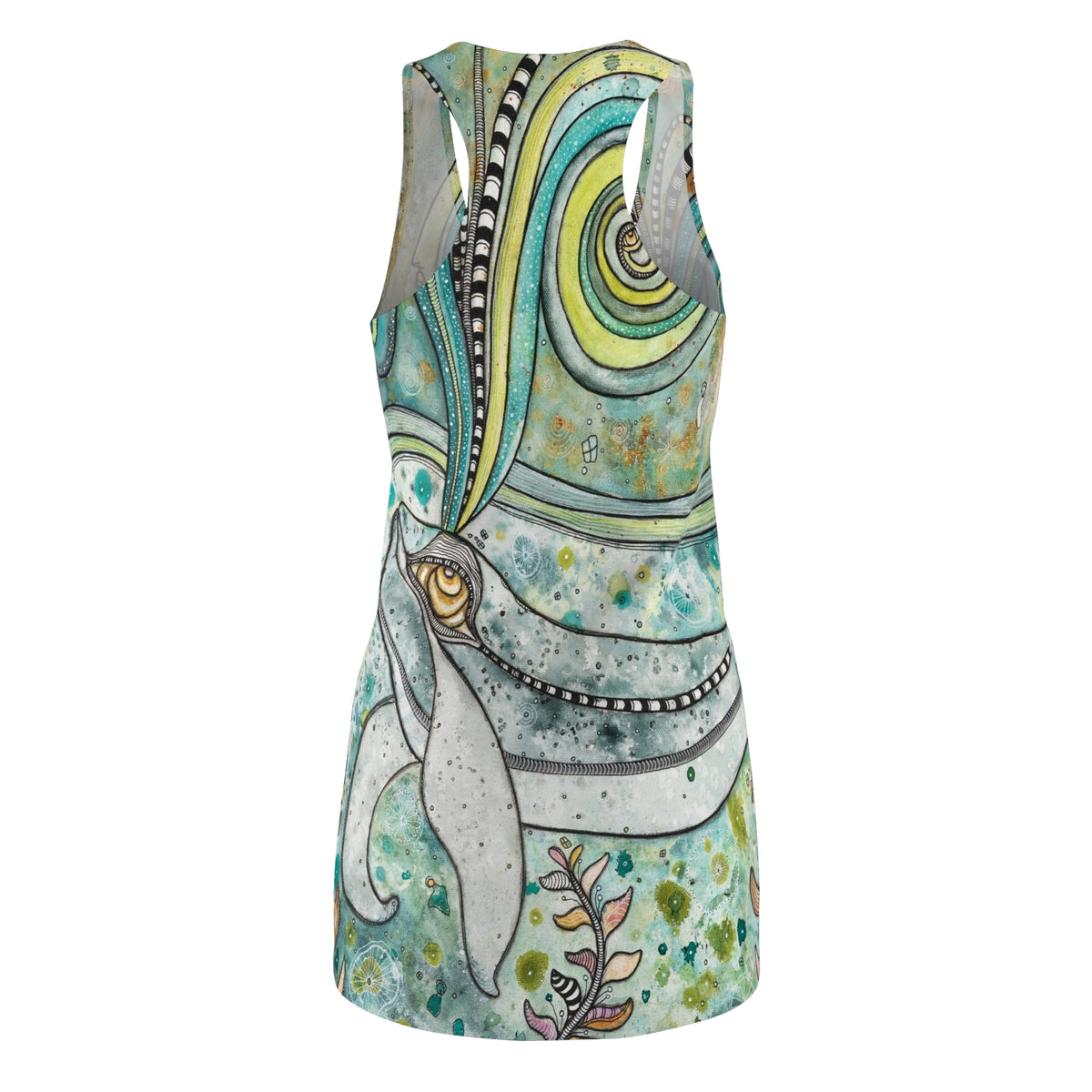 Whale Mini Tank Dress Racerback Original Animal Print Design | Ocean Creature Art | Sexy Above the Knee | Unique Fun Womens Artsy Clothing