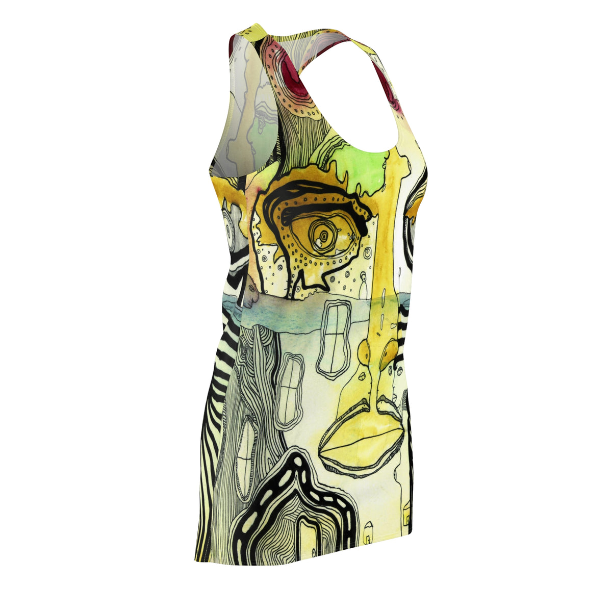 &quot;Half Full&quot; Trippy Racerback Mini Dress Maximalist Fashion