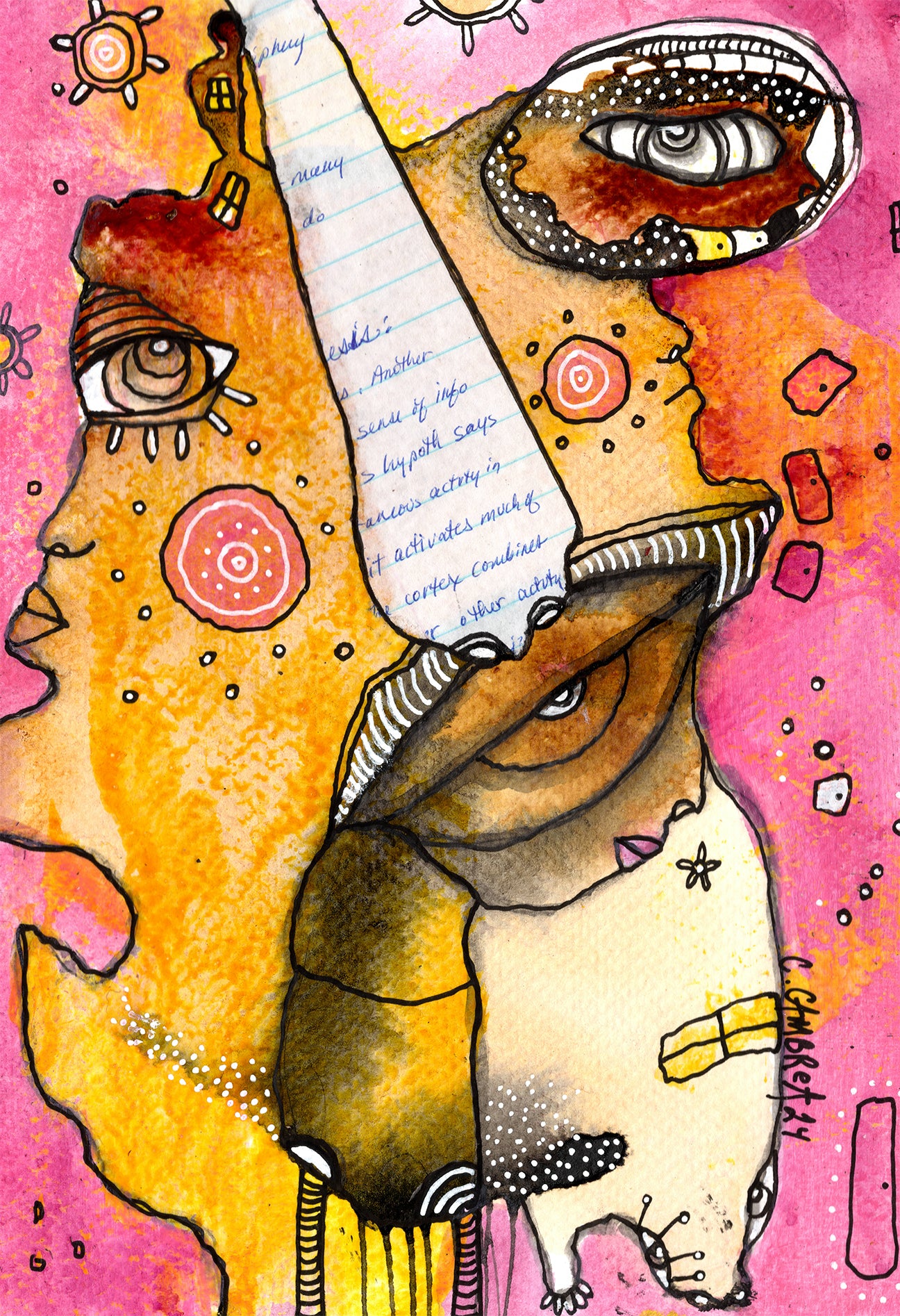 "ACTIVATED"  Original Mixed Media art on Watercolor Paper