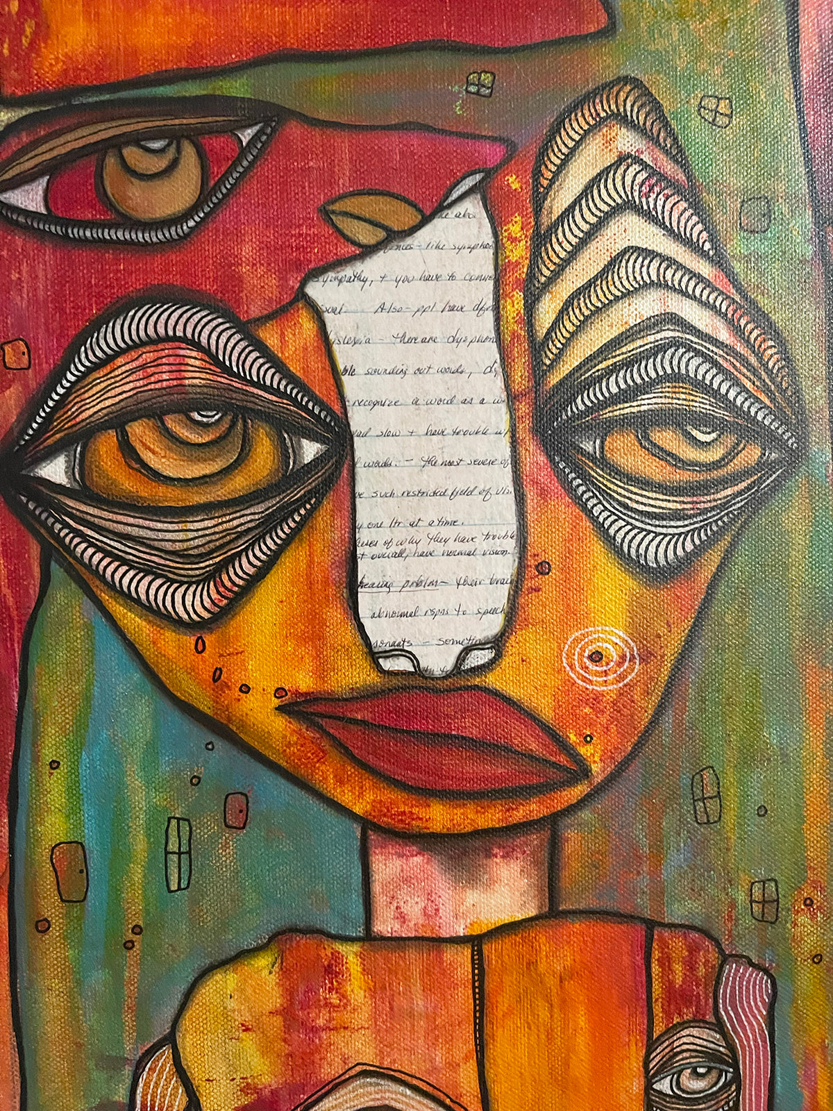 Original Fine Art on canvas with collage &#39;ANCESTORS&#39;