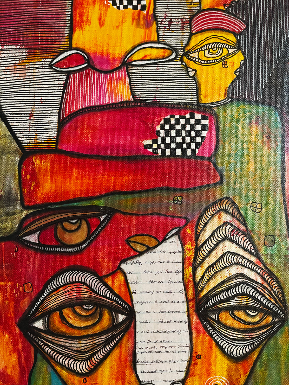 Original Fine Art on canvas with collage &#39;ANCESTORS&#39;