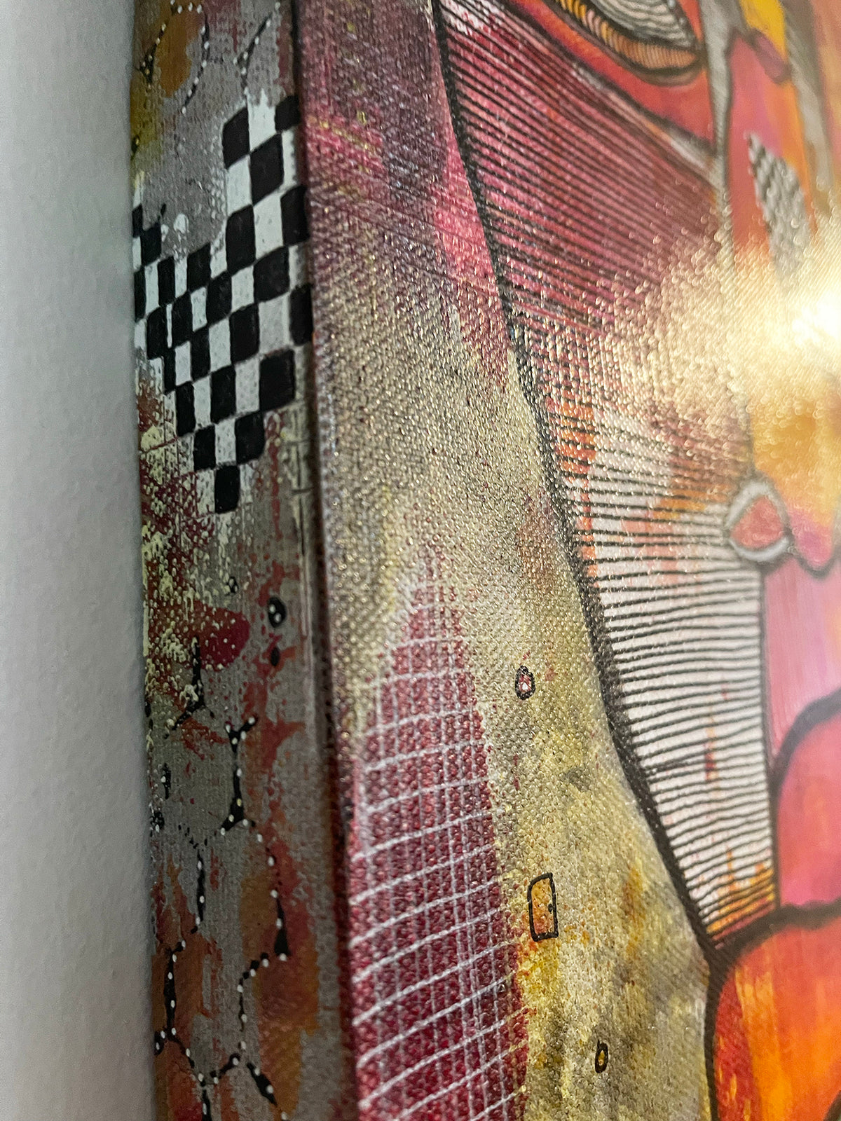 Original Fine Art on canvas with collage &#39;ANCESTORS&#39;