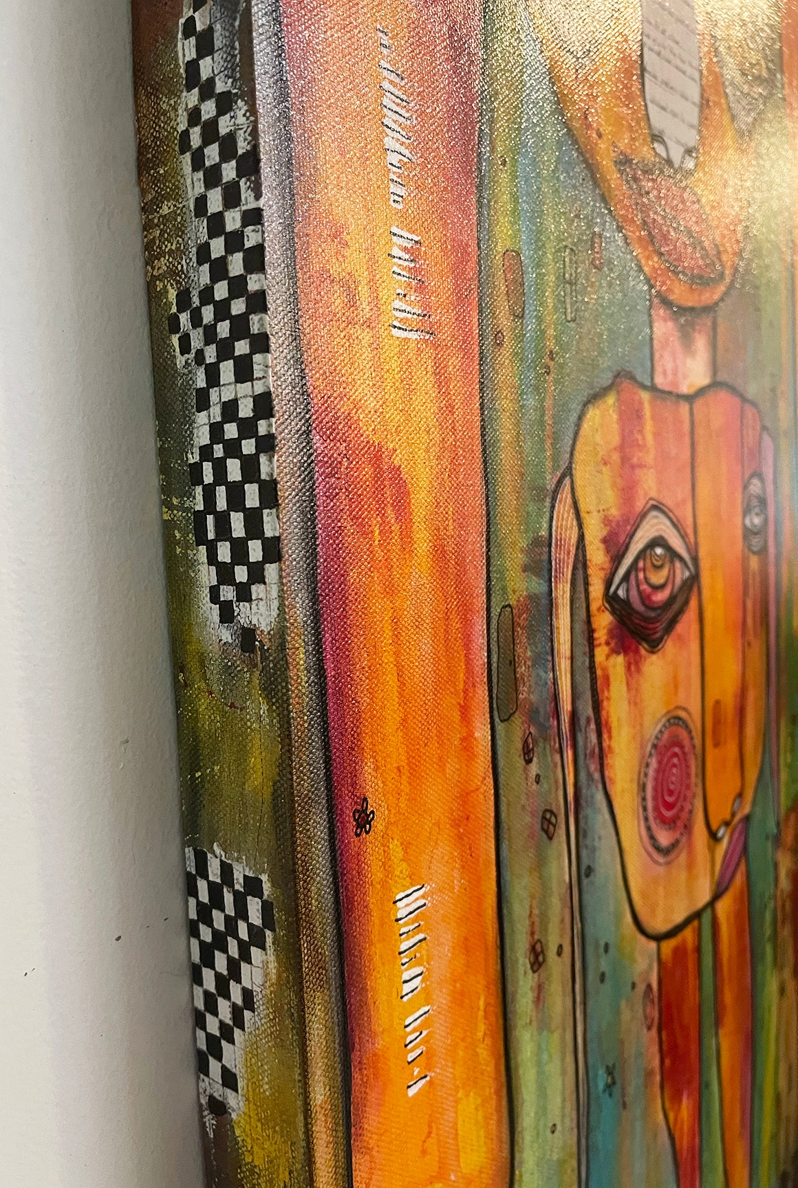 Original Fine Art on canvas with collage &#39;ANCESTORS&#39;