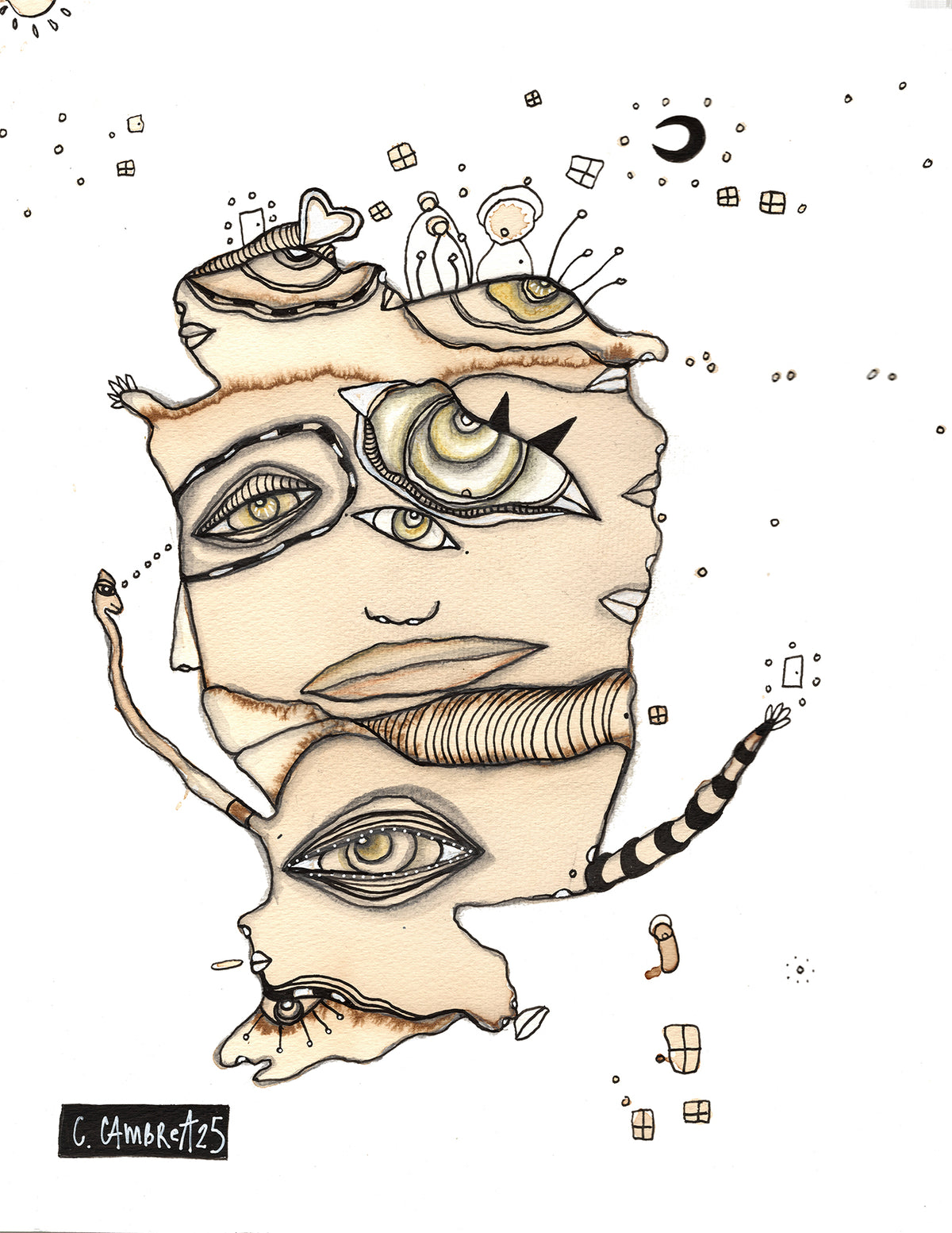 Original Coffee Stain on Watercolor Paper V3