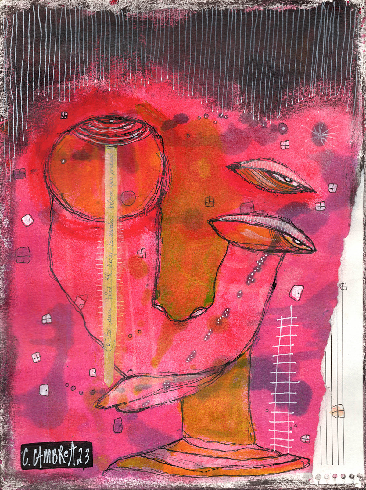 "Before You Proceed" Original Mixed Media art on Watercolor Paper — C. Cambrea, Sincerely Joy