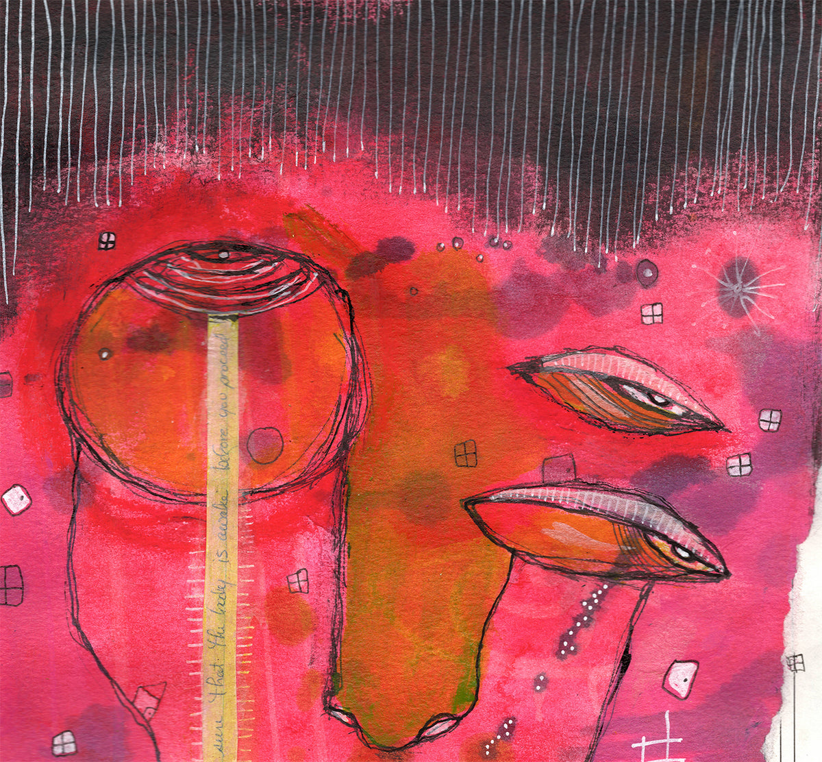 "Before You Proceed" Original Mixed Media art on Watercolor Paper — alternate angle
