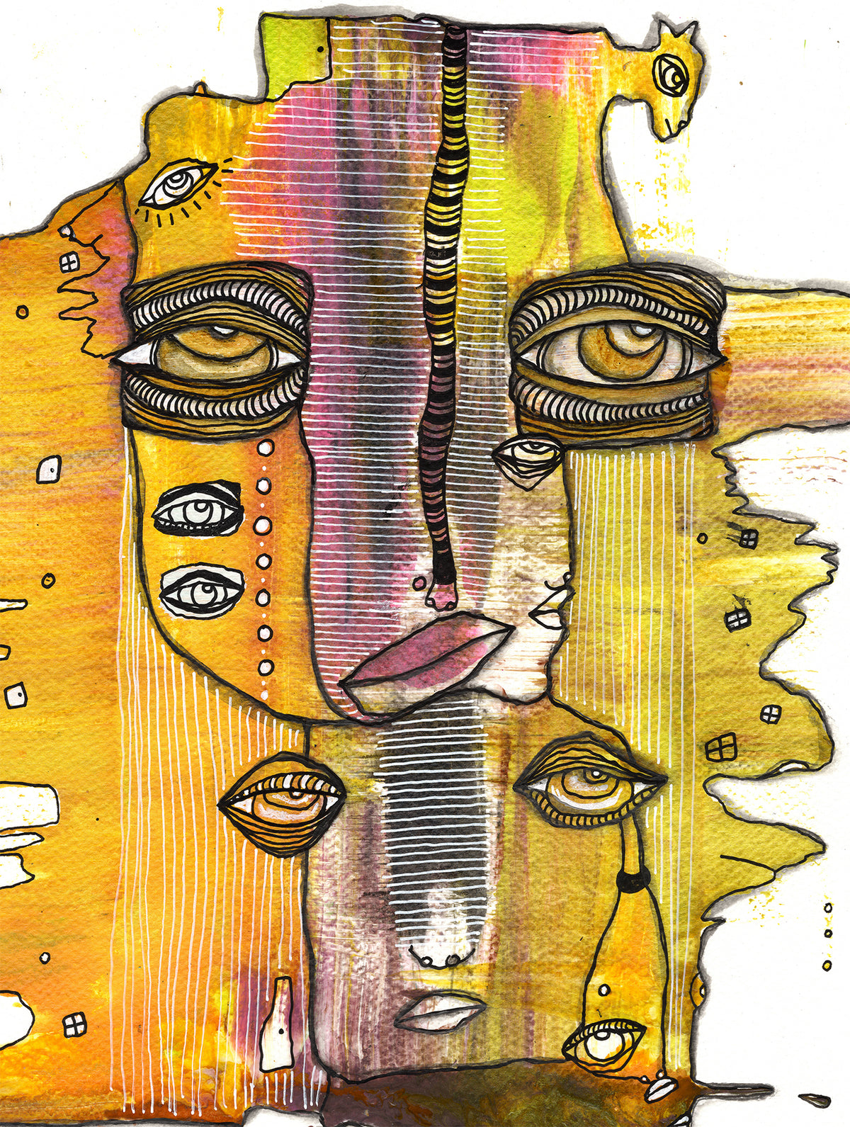 &quot;Blending&quot; Original Mixed Media art on Watercolor Paper