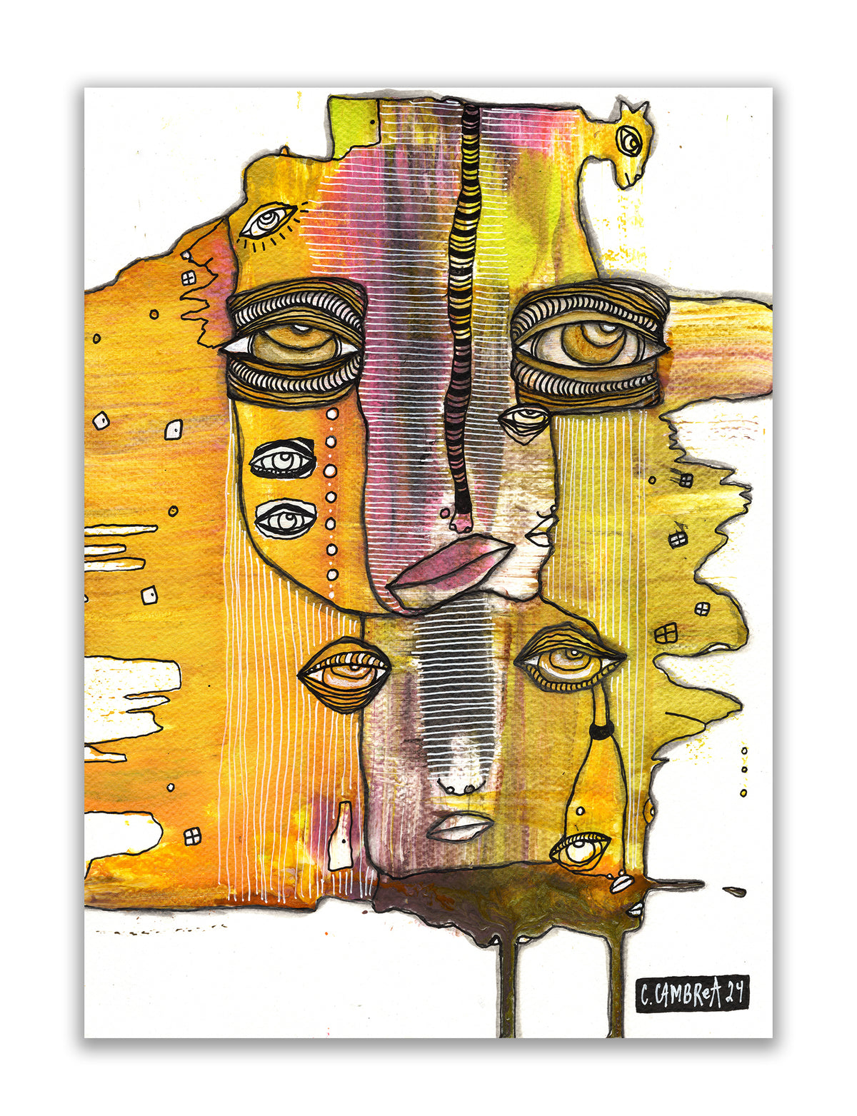 &quot;Blending&quot; Original Mixed Media art on Watercolor Paper