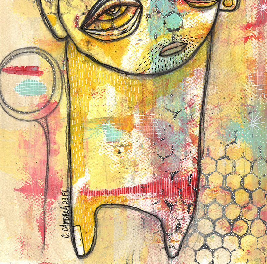 &quot;Bubble Creature 08&quot; Original Mixed Media art on Watercolor Paper
