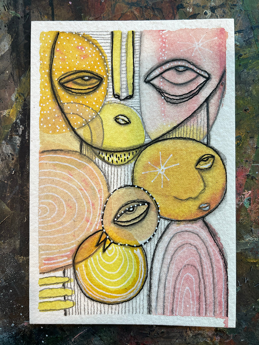 “Bubble Creature 02” Mini Original Art on Watercolor Paper