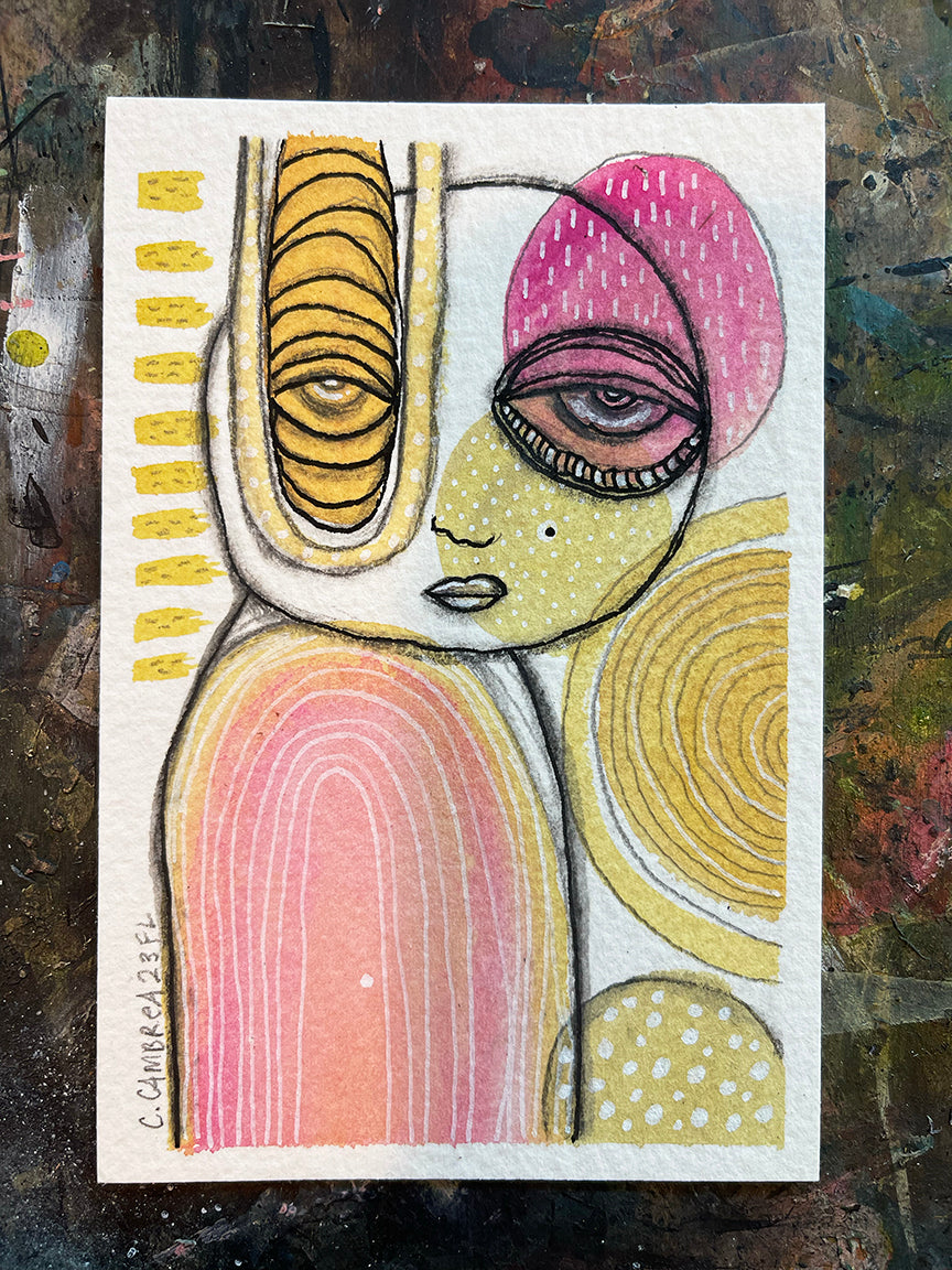 “Bubble Creature 03” Mini Original Art on Watercolor Paper