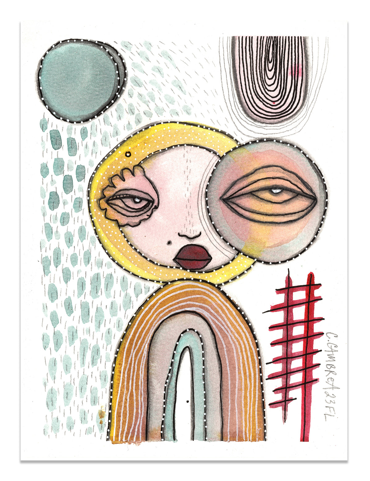 &quot;Bubble Creature 10” Mini Original Art on Watercolor Paper