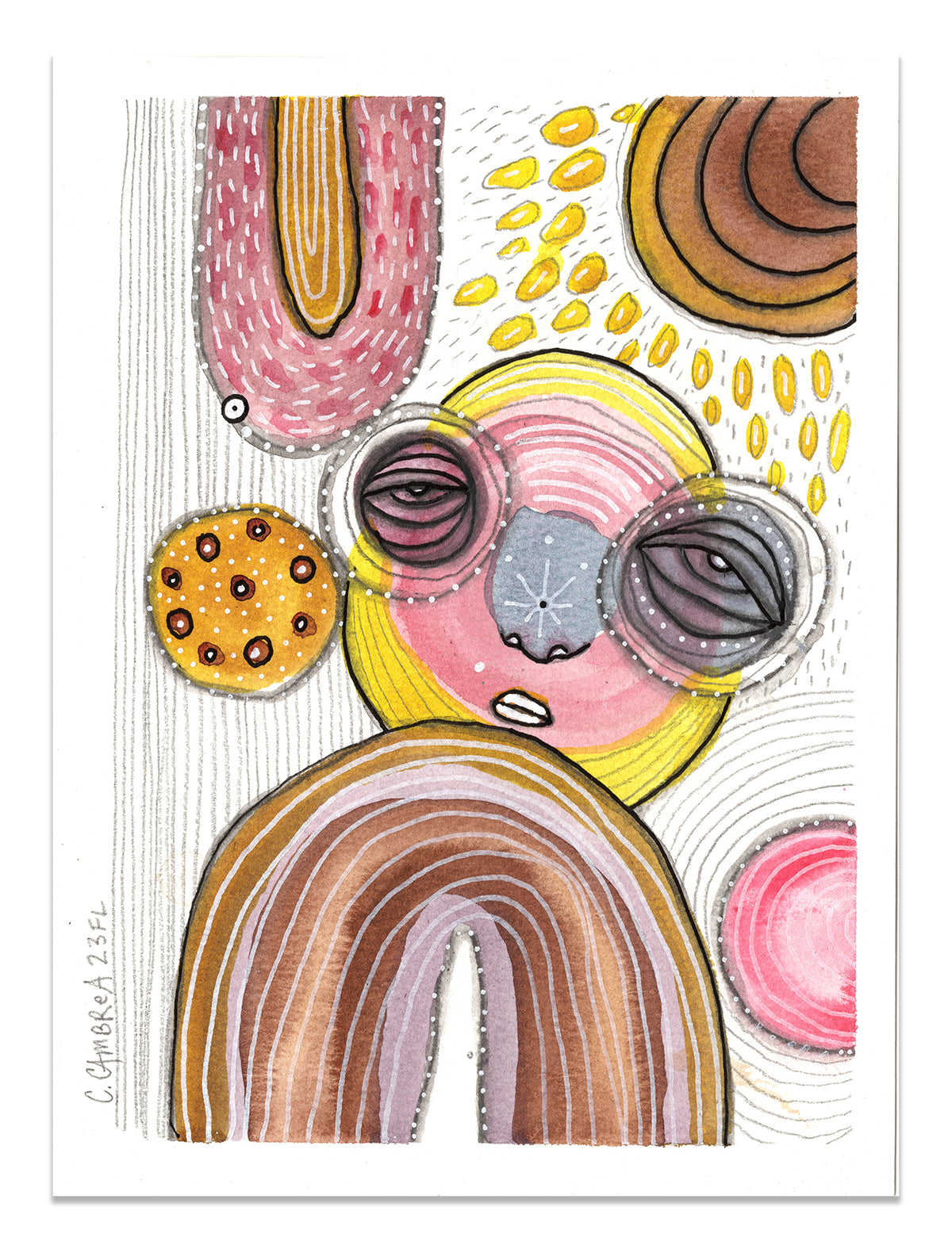 &quot;Bubble Creature 11” Mini Original Art on Watercolor Paper