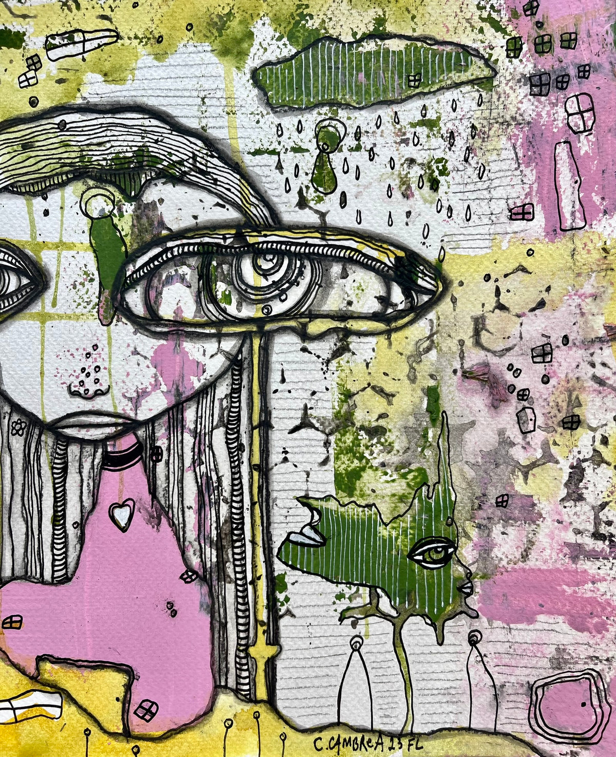 'Talk to Me' Original Mixed Media Art — close-up