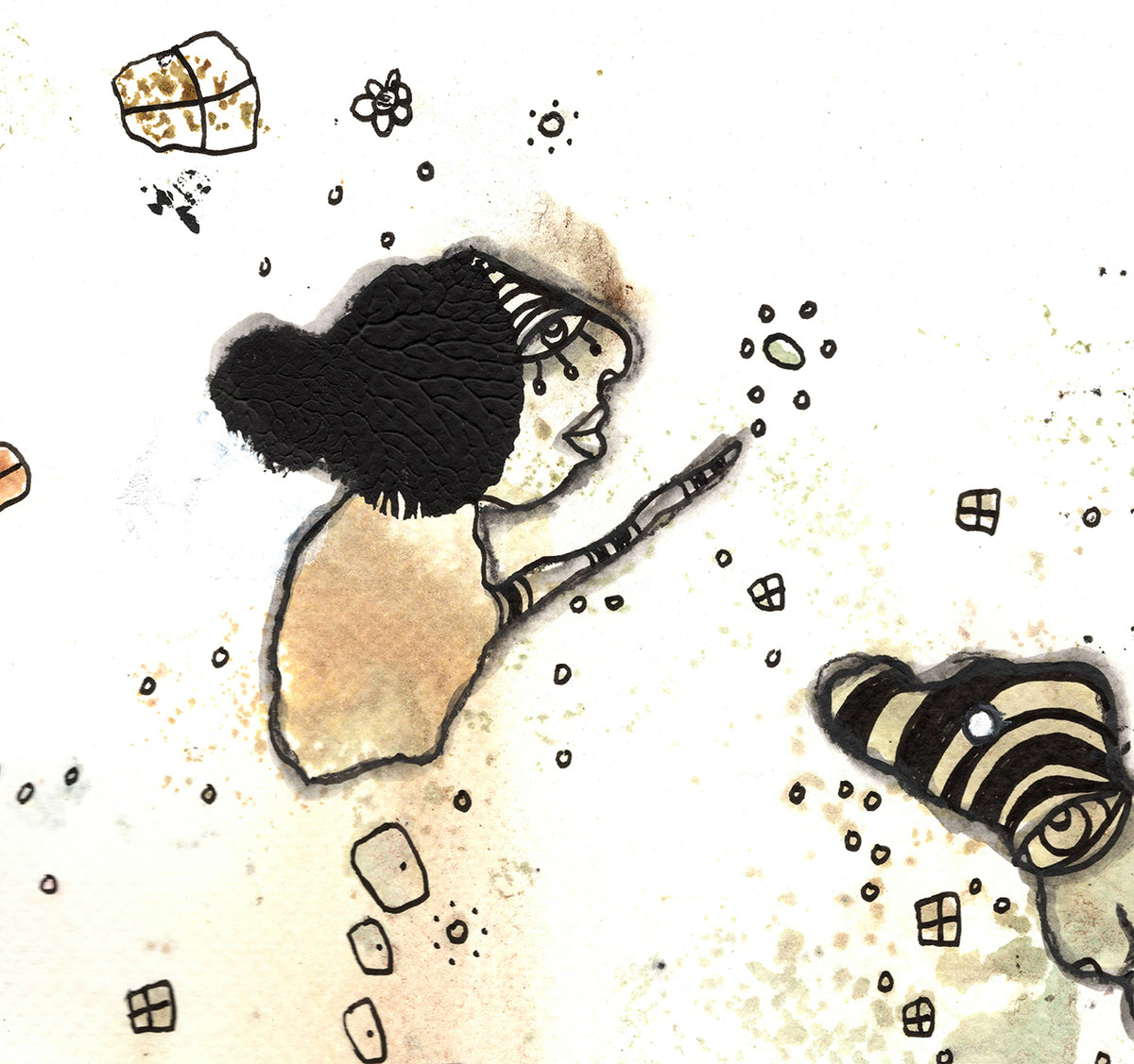 &quot;Can you reach me?&quot; Original art on watercolor paper