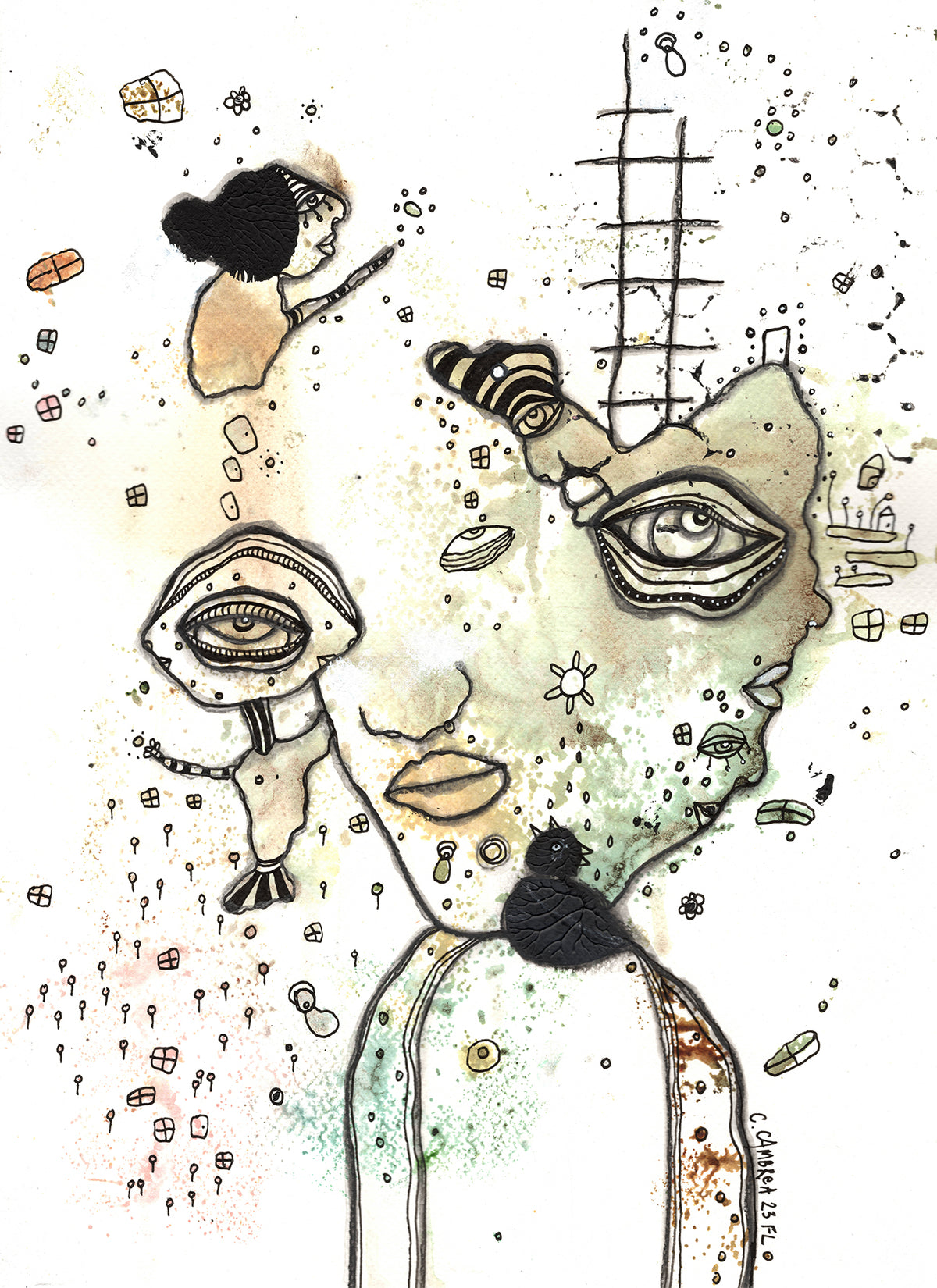 &quot;Can you reach me?&quot; Original art on watercolor paper