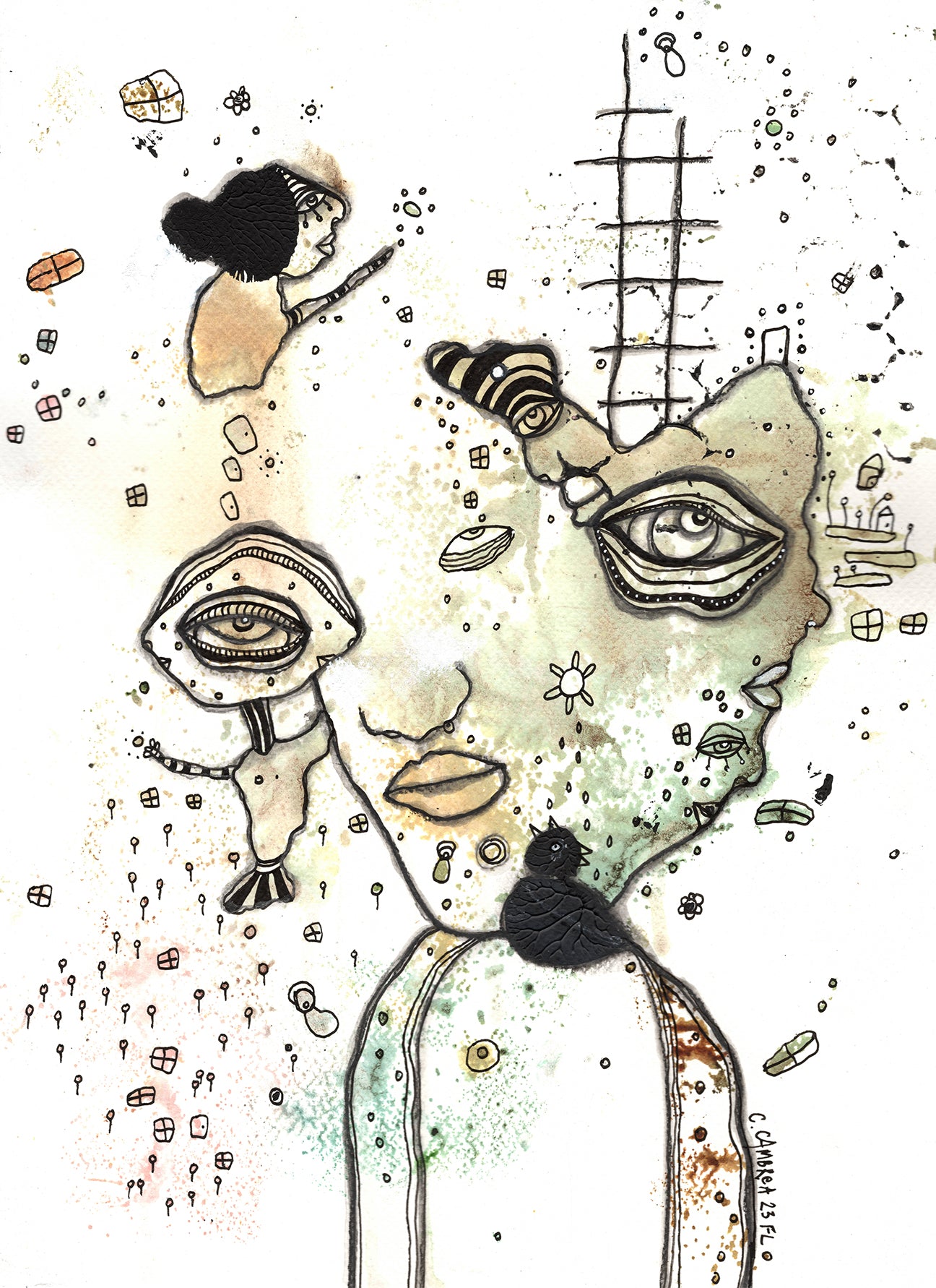 "Can you reach me?" Original art on watercolor paper