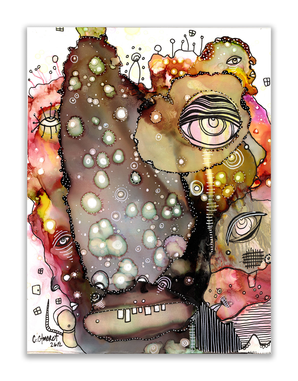 "Celestial Creature" Original Mixed Media art on Yupo Paper