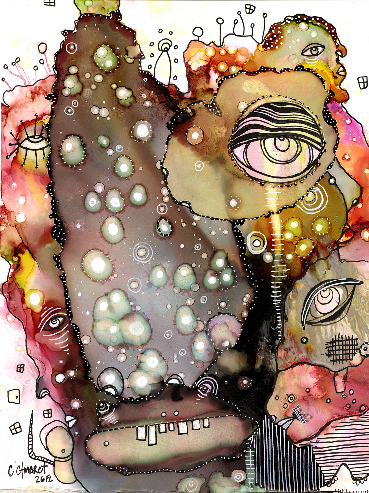 "Celestial Creature" Original Mixed Media art on Yupo Paper