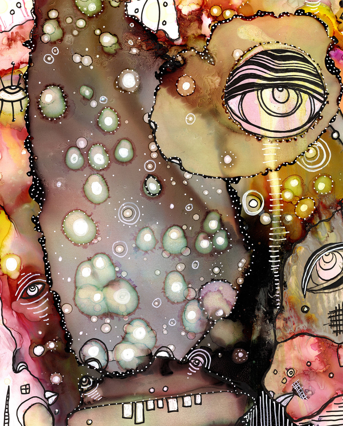 "Celestial Creature" Original Mixed Media art on Yupo Paper