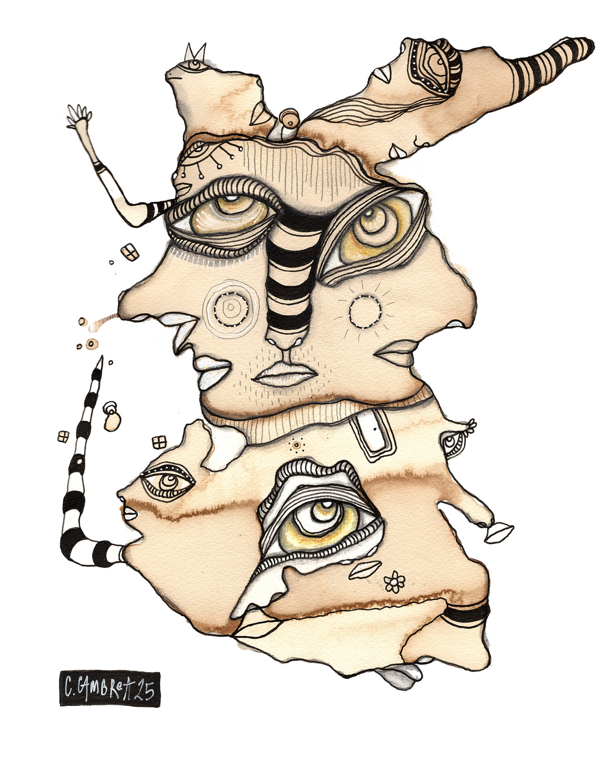 Original Coffee Stain on Watercolor Paper V2