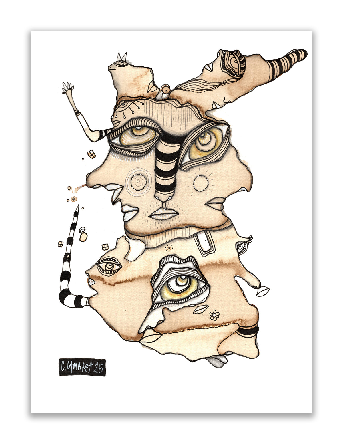 Original Coffee Stain on Watercolor Paper V2