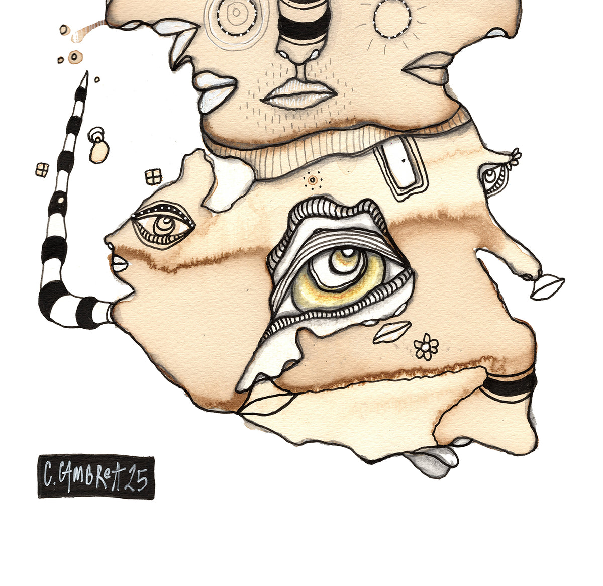 Original Coffee Stain on Watercolor Paper V2