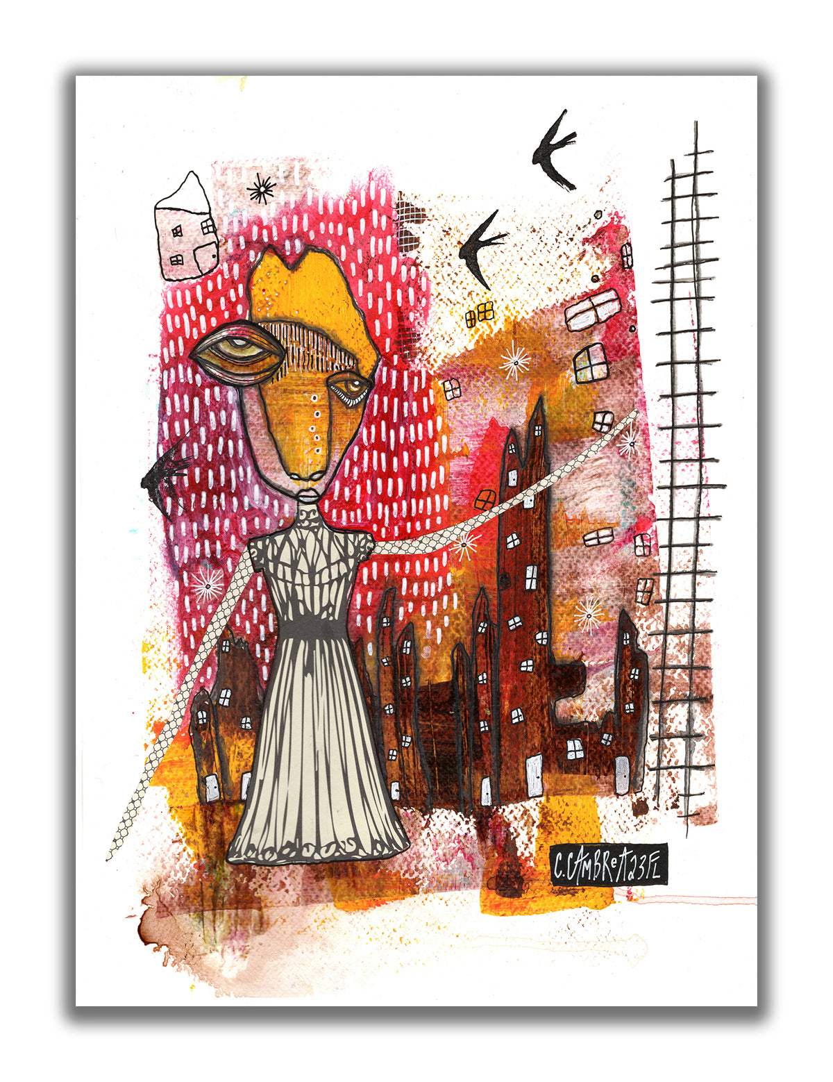 &quot;Dare to Dream&quot; Original Mixed Media art on Watercolor Paper