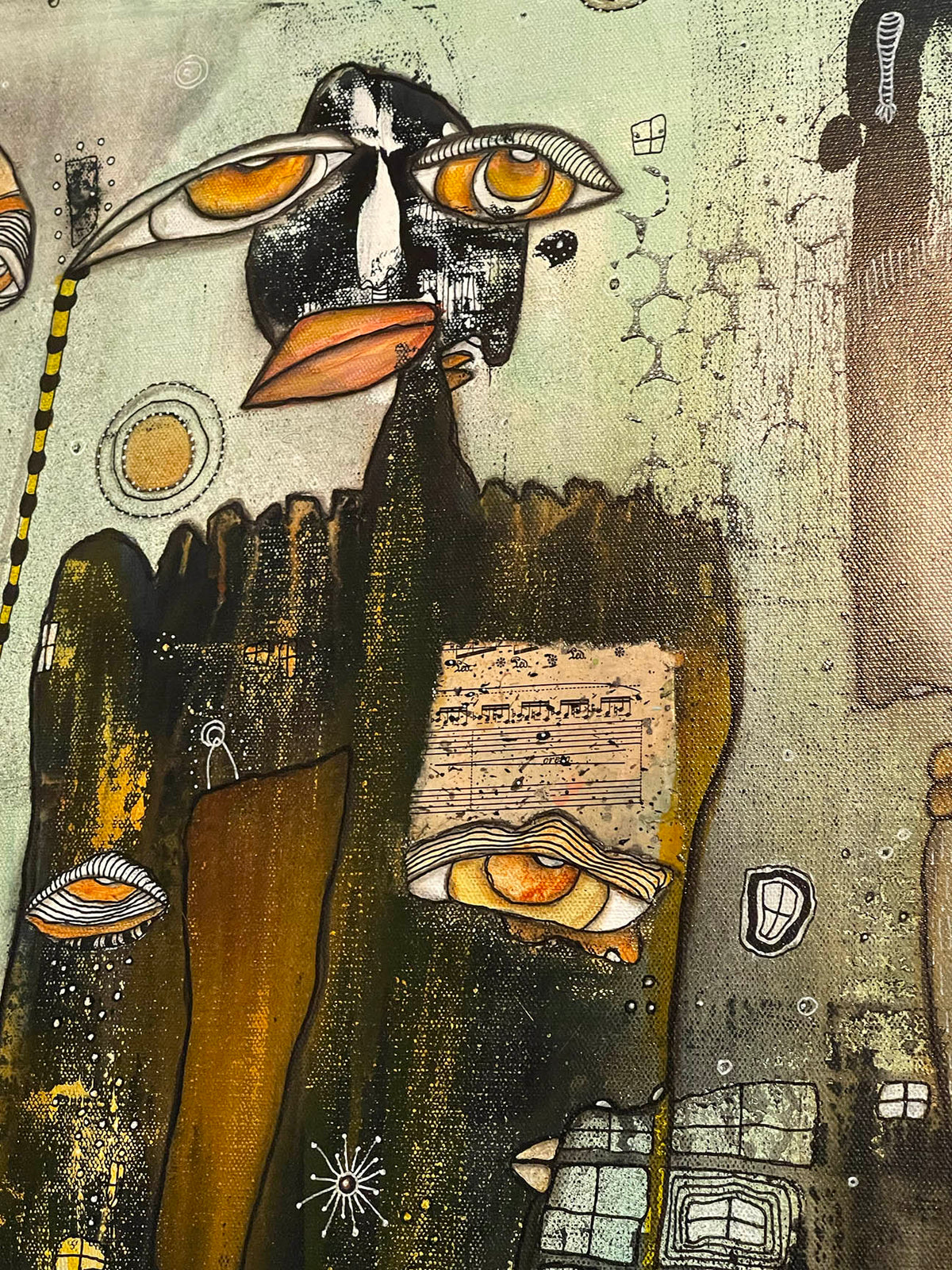 Fine Art on canvas with vintage Chopin Music Sheet Collage &quot;Dimin&quot;