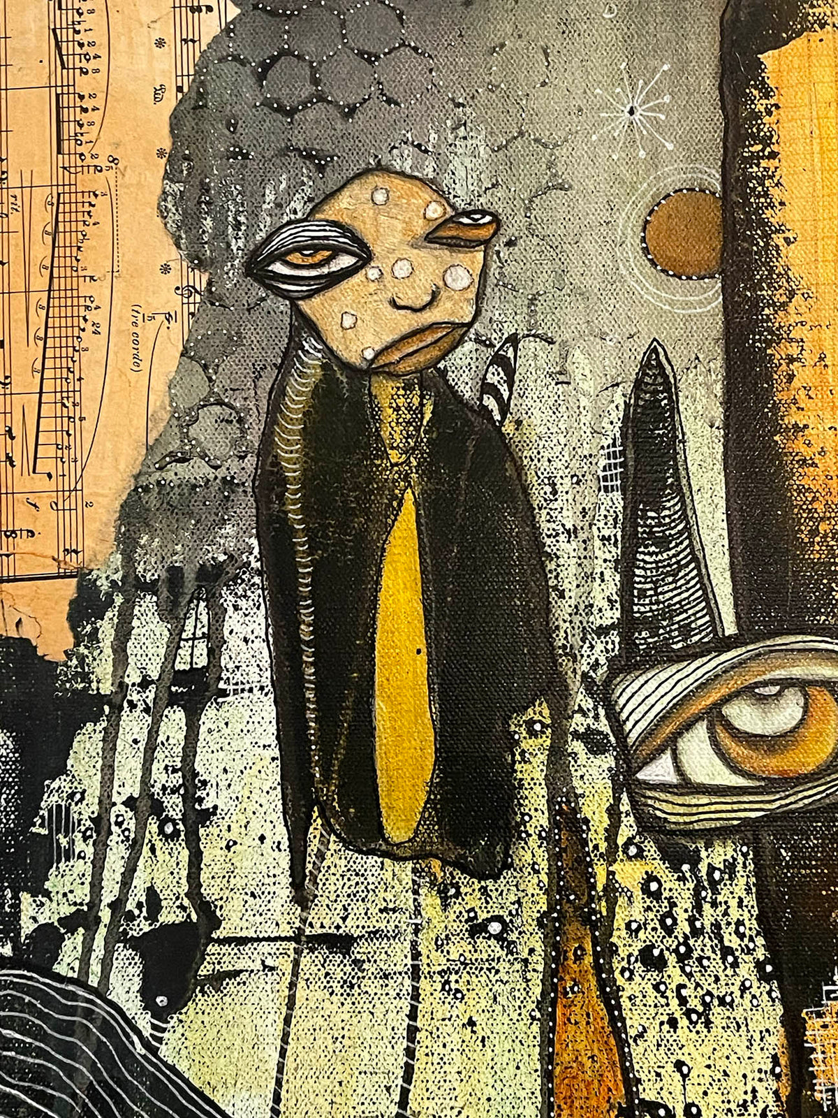 Fine Art on canvas with vintage Chopin Music Sheet Collage &quot;Dimin&quot;