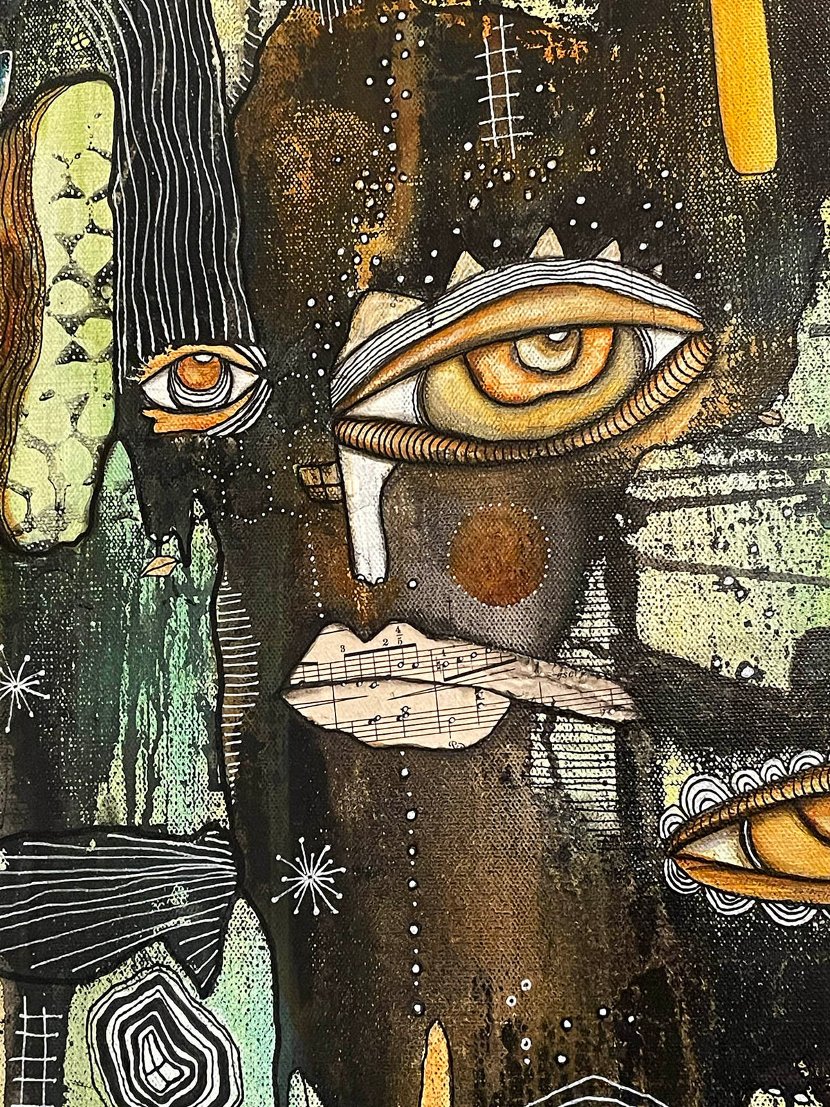 Fine Art on canvas with vintage Chopin Music Sheet Collage &quot;Dimin&quot;