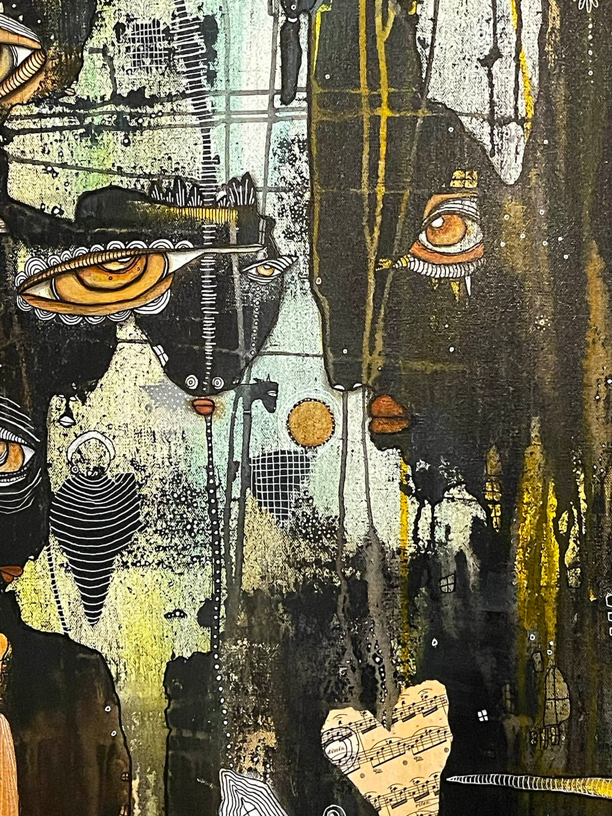 Fine Art on canvas with vintage Chopin Music Sheet Collage &quot;Dimin&quot;