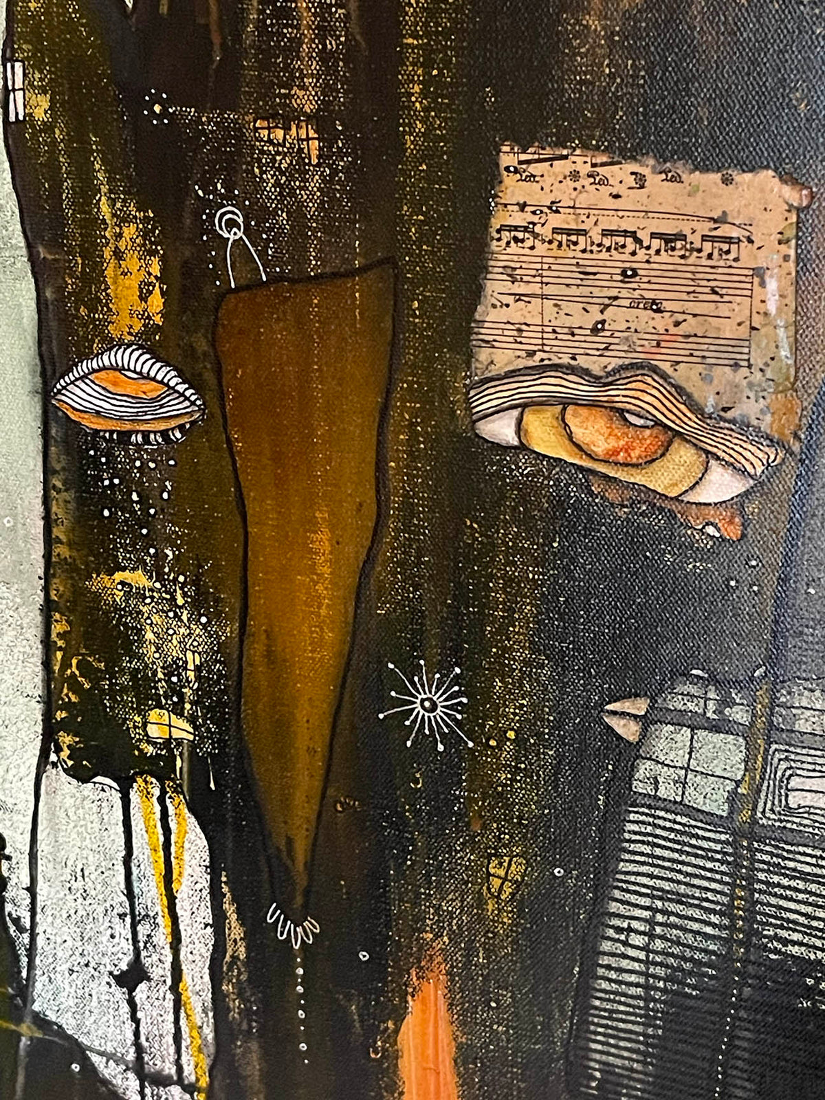 Fine Art on canvas with vintage Chopin Music Sheet Collage &quot;Dimin&quot;