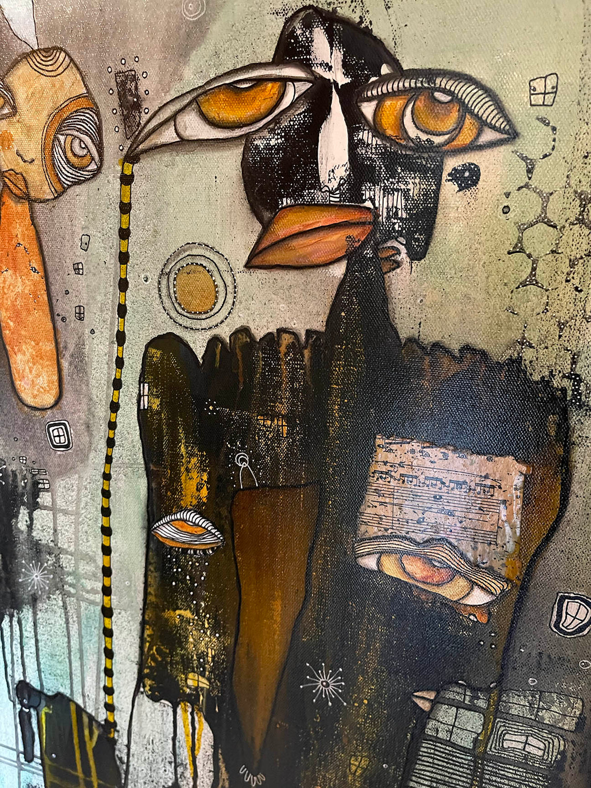 Fine Art on canvas with vintage Chopin Music Sheet Collage &quot;Dimin&quot;