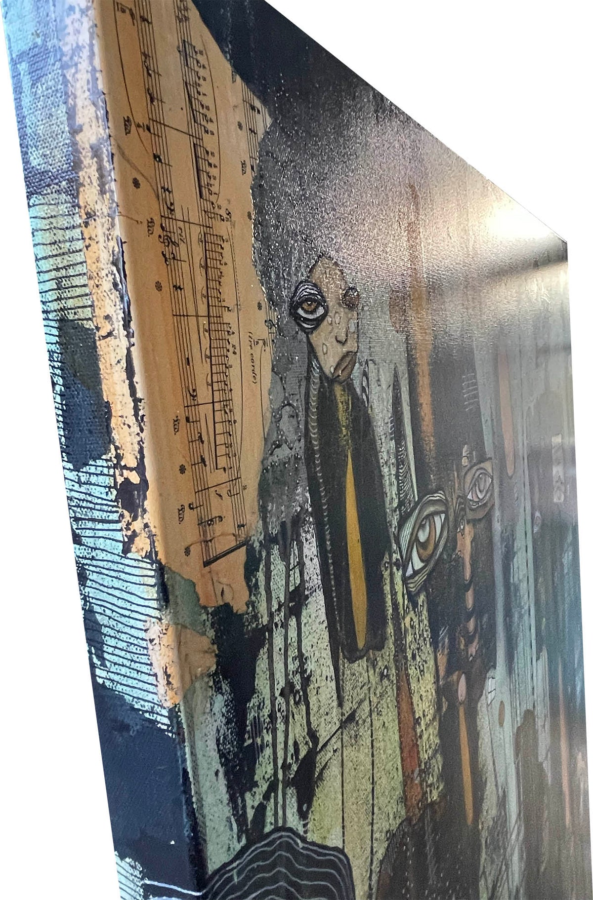 Fine Art on canvas with vintage Chopin Music Sheet Collage &quot;Dimin&quot;