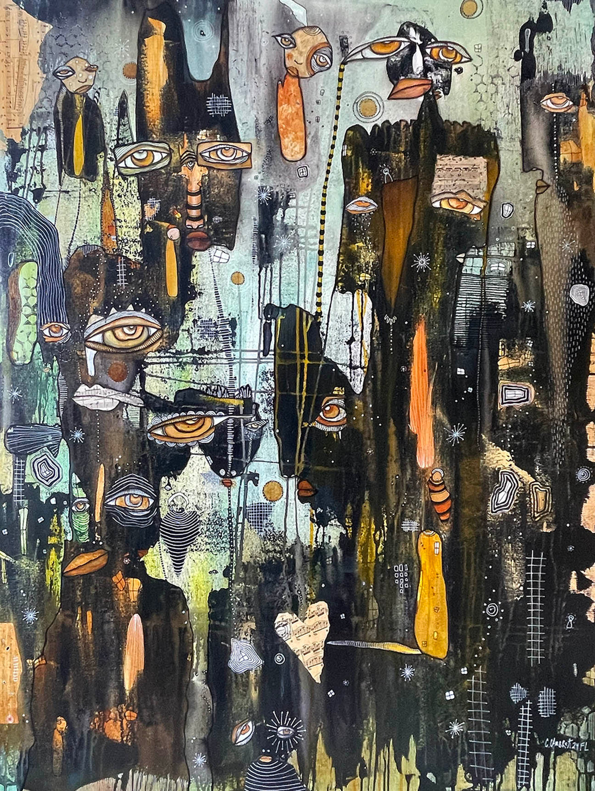 Fine Art on canvas with vintage Chopin Music Sheet Collage &quot;Dimin&quot;