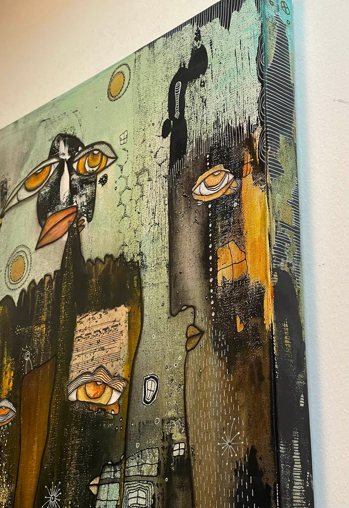 Fine Art on canvas with vintage Chopin Music Sheet Collage &quot;Dimin&quot;